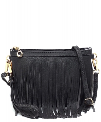 Western Fringe Clutch Cross Body Bag E091 CHARCOAL GRAY /